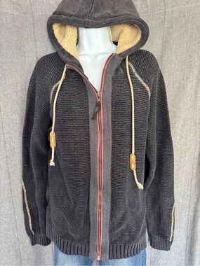 STS Ranchwear Hoodie Sweatshirt Jacket Western M Charcoal Full Zip Sherpa Hood